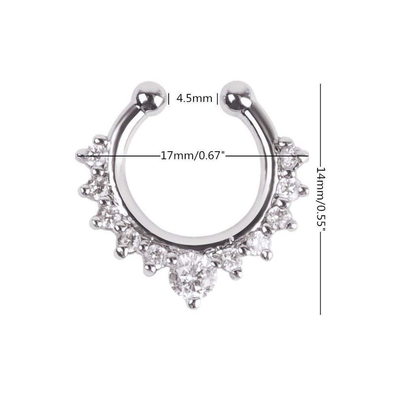 XUKEKOY 6pcs Fake Septum Clicker Nose Ring Rhinestone Non Piercing Hanger Clip Body Jewelry - Image 2